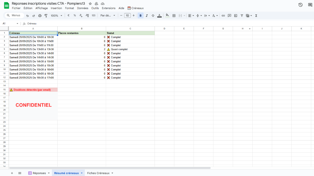 Script de gestion et validation des inscriptions JEP Pompiers13